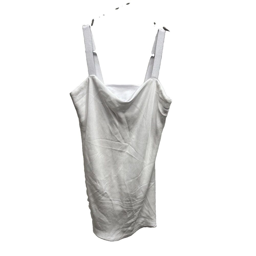 R+A White Sleeveless Blouse Strap New Zip S Cutout Cowl Neck Lined Women